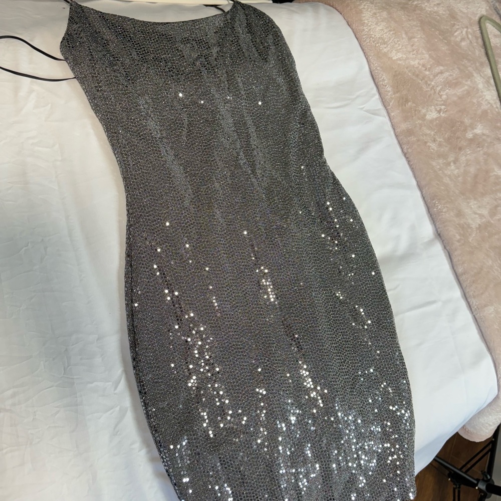 Elegant Silver Sequin Dress